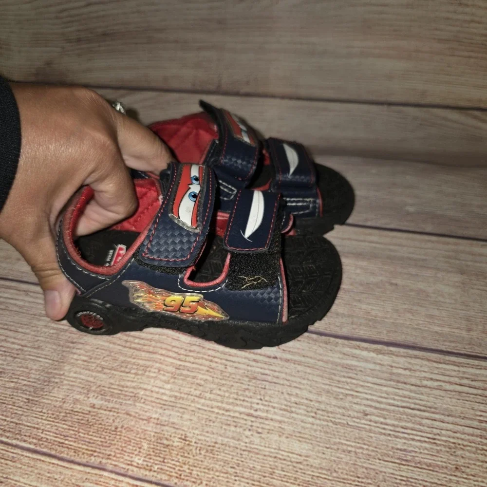 Disney Pixar Cars 2 Lightning McQueen Light Up Sandals Navy Red Toddler‎ Size 6